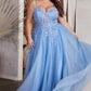 Applique V-Neckline Tulle Gown by Cinderella Divine C148C - Curves