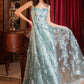 Sequin Floral Printed A-Line Gown by Cinderella Divine CB144 - Special Occasion