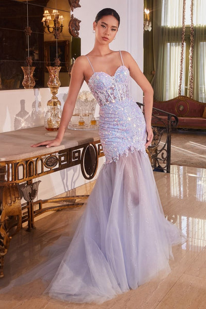 Glitter Sweetheart Neckline Mermaid Gown by Cinderella Divine CB148 - Special Occasion