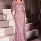 Embellished Illusion Neckline Sheath Gown by Cinderella Divine CB149 - Special Occasion/Curves