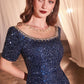 Sequin Illusion Neckline Sheath Gown by Cinderella Divine CB151 - Special Occasion