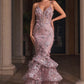 Floral Appliqued Mermaid Gown by Cinderella Divine CC2288 - Special Occasion