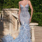 Fully Embellished & Feather Mermaid Gown by Cinderella Divine CC2308 - Special Occasion