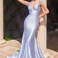 Fitted Glitter Satin Sleeveless Gown by Cinderella Divine CC2346 - Special Occasion