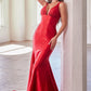 Fitted Glitter Satin Sleeveless Gown by Cinderella Divine CC2346 - Special Occasion