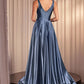 Glimmering Stretch Satin A-Line Gown by Cinderella Divine CC2349 - Special Occasion