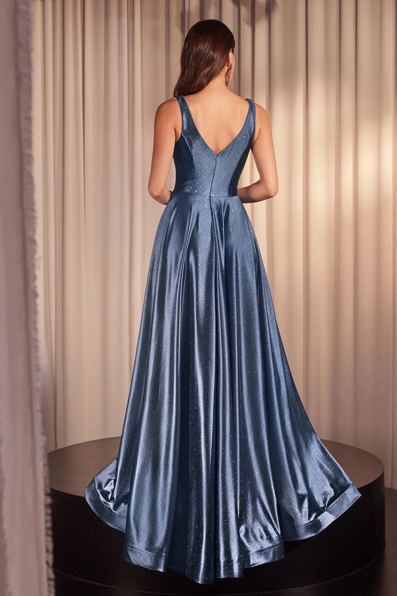 Glimmering Stretch Satin A-Line Gown by Cinderella Divine CC2349 - Special Occasion