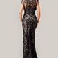 Sequin High Neck Sheath Gown by Cinderella Divine CC4007 -  Special Occasion/Curves