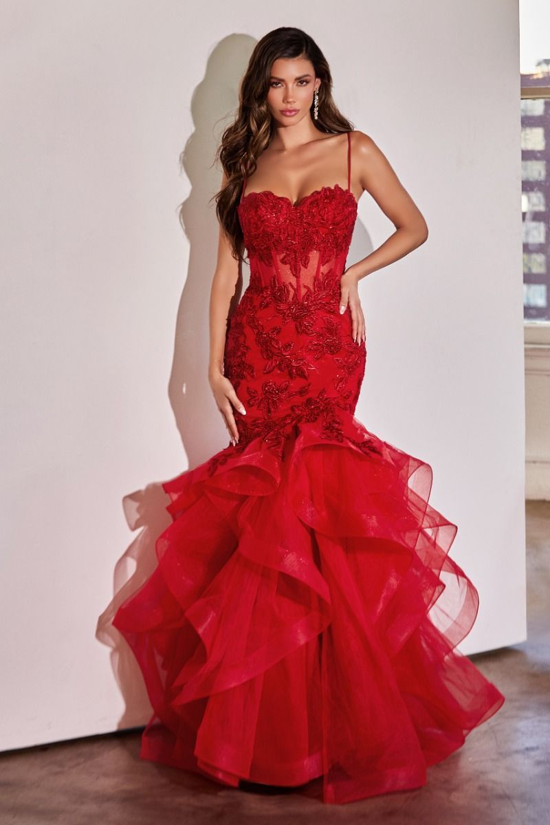 Embroidered Sweetheart Neckline Mermaid Gown by Cinderella Divine CC8915 - Special Occasion