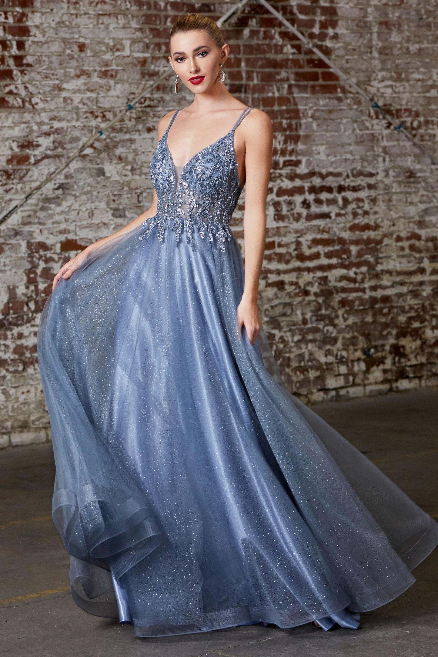 A-Line Layered Tulle Dress by Cinderella Divine - CD0154- Special Occasion/Curves