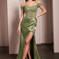 Off the Shoulder Floral Sheath Slit Women Gown by Cinderella Divine CD0186 - Special Occasion/Curves