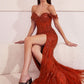 Off The Shoulder Sequin Slit Gown By Ladivine CD0203 - Women Evening Formal Gown - Special Occasion/Curves