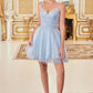 Lace Bodice A-Line Short Dress with Tulle Skirt By Ladivine CD0213