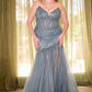 Beaded Strapless Slit Mermaid Gown by Cinderella Divine CD0214C - Curves