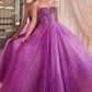 Strapless Sequin Tulle A-Line Gown by Cinderella Divine - CD0217 - Special Occasion