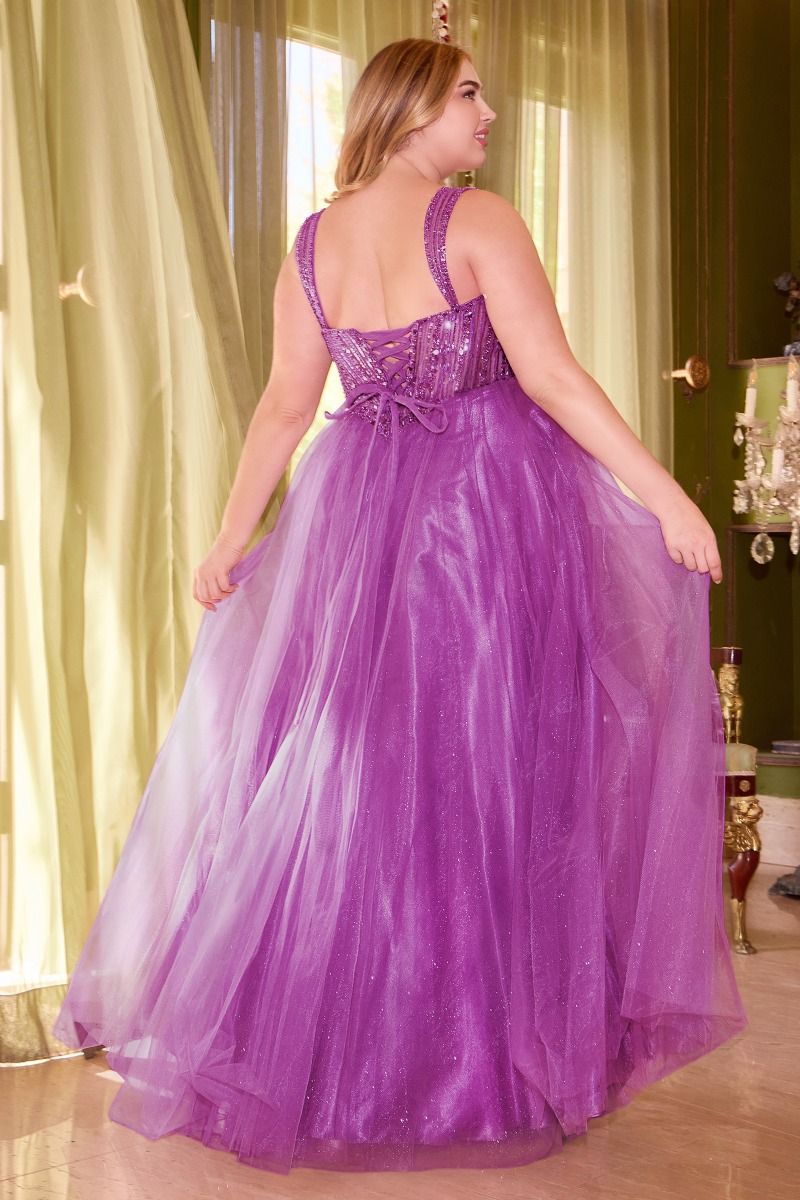 Embellished Strapless A-Line Gown by Cinderella Divine CD0217C - Curves