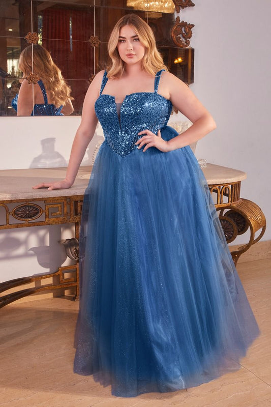 Embellished Strapless A-Line Gown by Cinderella Divine CD0217C - Curves