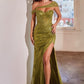 Sequin Strapless with Removable Sash Gown by Cinderella Divine CD0218 - Special Occasion