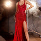 Sequin Round Neckline Sheath Gown by Cinderella Divine CD0220 - Special Occasion