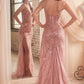 Sequin Round Neckline Sheath Gown by Cinderella Divine CD0220 - Special Occasion