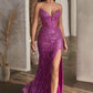 Embellished Strapless Sheath Leg Slit Gown by Cinderella Divine CD0227 - Special Occasion