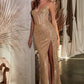 Embellished Strapless Sheath Leg Slit Gown by Cinderella Divine CD0227 - Special Occasion