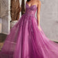 Strapless Layered Tulle Leg Slit Gown by Cinderella Divine CD0230 - Special Occasion/Curves