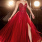 Strapless Layered Tulle Leg Slit Gown by Cinderella Divine CD0230 - Special Occasion/Curves