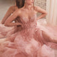 Strapless Layered Tulle Leg Slit Gown by Cinderella Divine CD0230 - Special Occasion/Curves