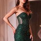 Strapless Sweetheart Neckline Leg Slit Dress by Cinderella Divine CD0233 - Special Occasion