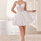 Sequin A-Line V-Neck Tulle Short Dress by Cinderella Divine CD0236 - Special Occasion