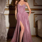 Glitter Corset A-Line Slit Gown By Ladivine CD252 - Women Evening Formal Gown - Special Occasion