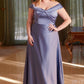 Satin Off The Shoulder A-Line Women Formal Gown By Ladivine CD325C - Curves