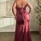 Strapless Soft Satin Leg Slit Gown by Cinderella Divine CD326C - Curves