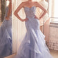 Beaded Strapless Tiered Mermaid Gown by Cinderella Divine CD332 - Special Occasion