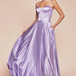 Bustier Satin A-Line Leg Slit Gown by Cinderella Divine CD337 - Special Occasion