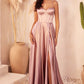 Bustier Satin A-Line Leg Slit Gown by Cinderella Divine CD337 - Special Occasion