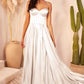 Satin A-Line Leg Slit Bridal Dress by Ladivine CD337W - Special Occasion/Curves