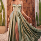 Bustier Satin A-Line Leg Slit Gown by Cinderella Divine CD337 - Special Occasion