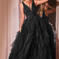 V-Neck Layered Tulle A-line Gown by Cinderella Divine CD347 - Special Occasion/Curves