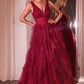 V-Neck Layered Tulle A-line Gown by Cinderella Divine CD347 - Special Occasion/Curves