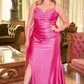 Fitted Satin Sweetheart Neckline Gown by Cinderella Divine CD349C - Curves