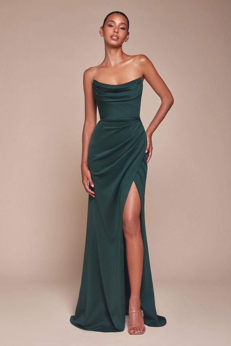 Strapless Scoop Neckline Sheath Gown by Cinderella Divine CD355 - Special Occasion