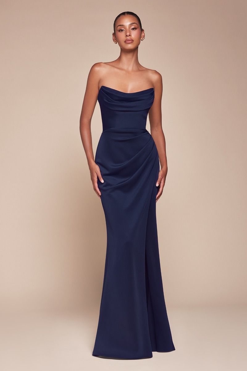 Strapless Scoop Neckline Sheath Gown by Cinderella Divine CD355 - Special Occasion