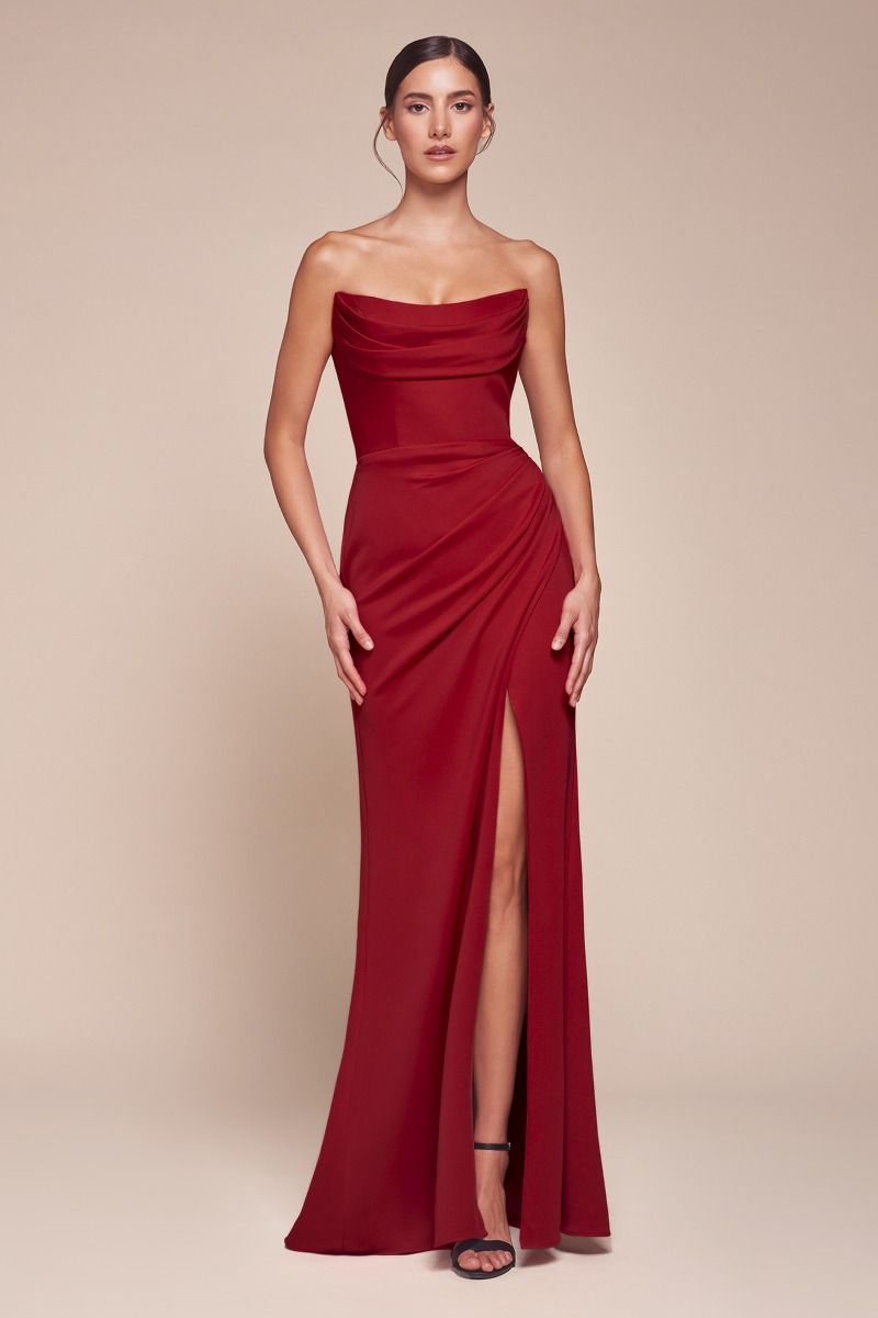 Strapless Scoop Neckline Sheath Gown by Cinderella Divine CD355 - Special Occasion