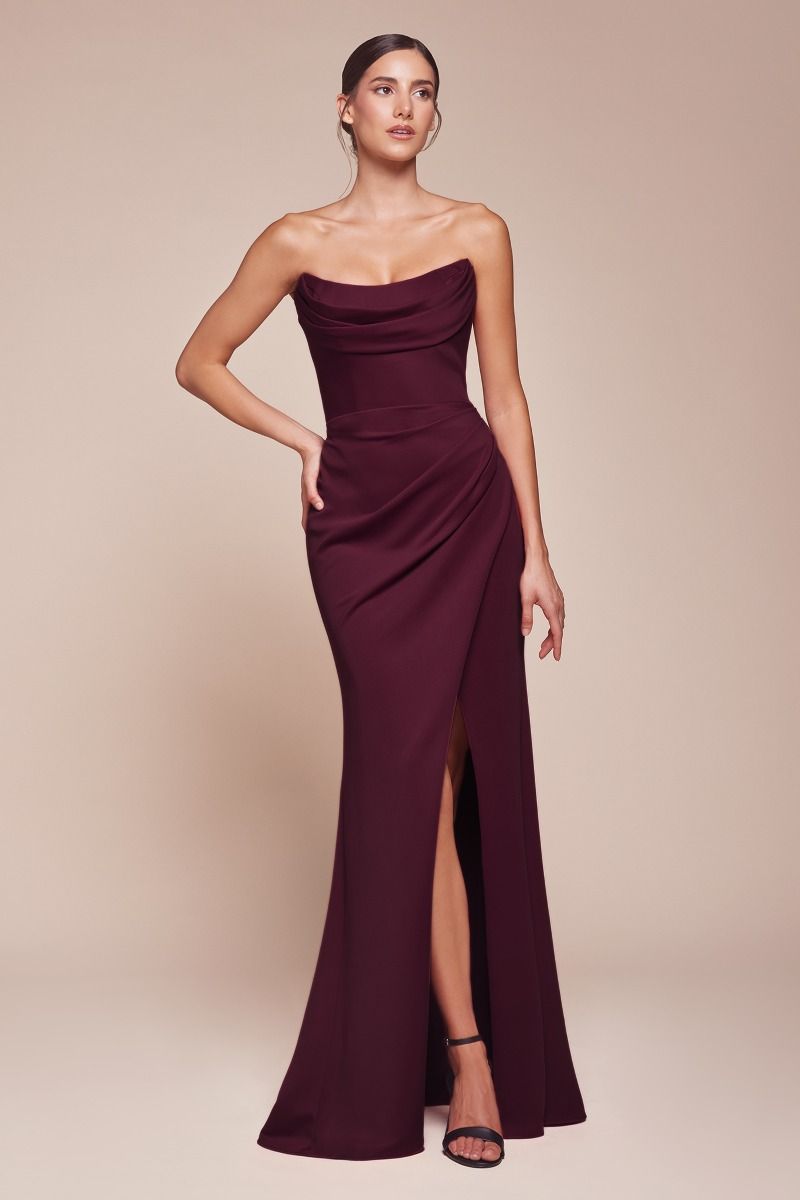 Strapless Scoop Neckline Sheath Gown by Cinderella Divine CD355 - Special Occasion