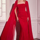 Chiffon Straight Neckline Sheath Gown by Cinderella Divine CD356 - Special Occasion/Curves