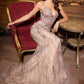 Embellished V-Neckline Mermaid Gown by Cinderella Divine CD795 - Special Occasion/Curves