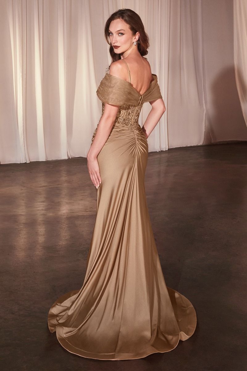 Off The Shoulder Sweetheart Neckline Gown by Cinderella Divine CD798 - Special Occasion/Curves