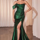 Satin Fit & Flare Scoop Neckline Gown by Cinderella Divine CD804 - Special Occasion